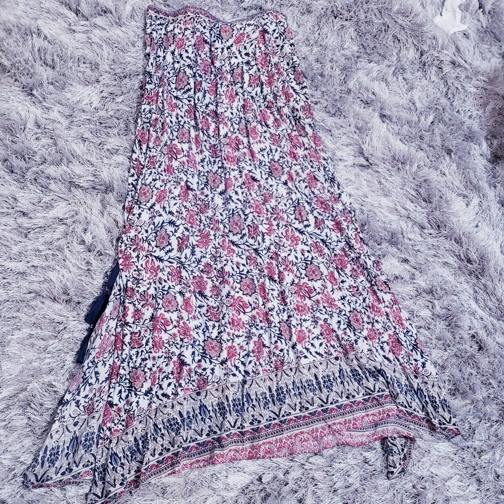 Boho Floral Pattern Skirt with side slits